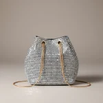Sac seau argenté en strass brillant - Vue 1 - sac seau