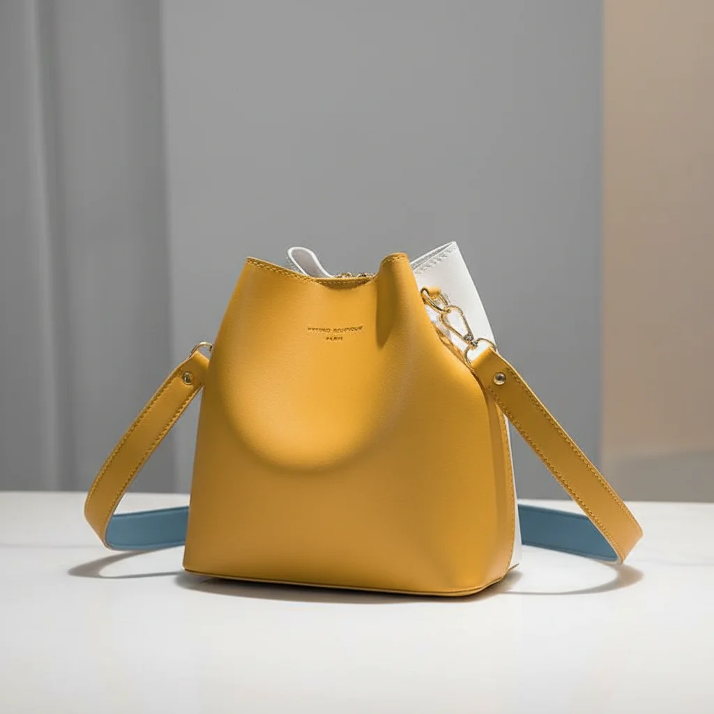 Sac seau bicolore en cuir synthétique - Vue 1 - sac seau