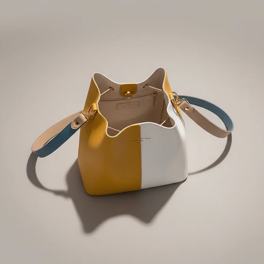 Sac seau bicolore en cuir synthétique - Vue 3 - sac seau