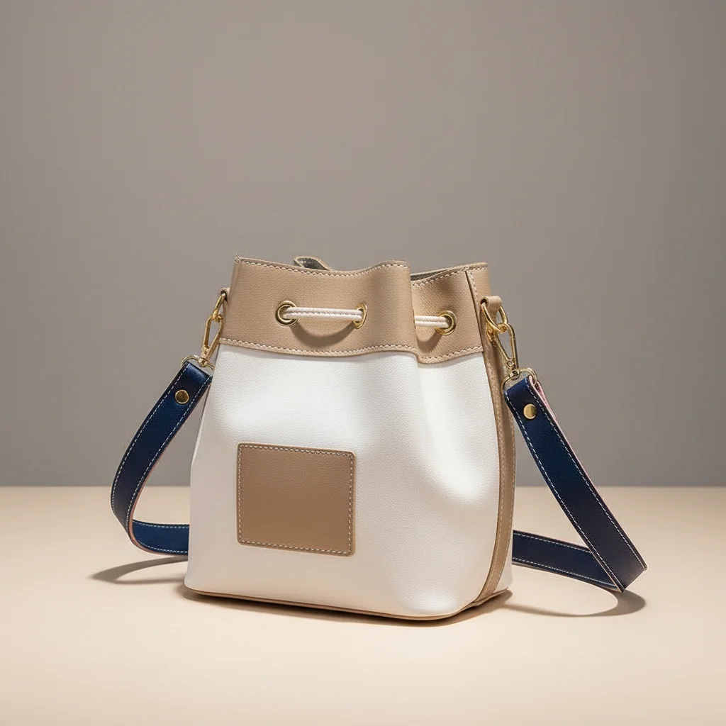 Sac seau bicolore en cuir synthétique - Vue 7 - sac seau
