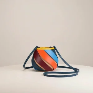 Sac seau boule cuir synthétique multicolore - Vue 2 - sac seau