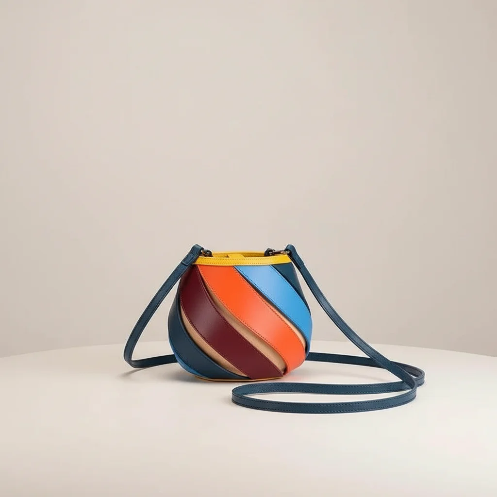 Sac seau boule cuir synthétique multicolore - Vue 2 - sac seau