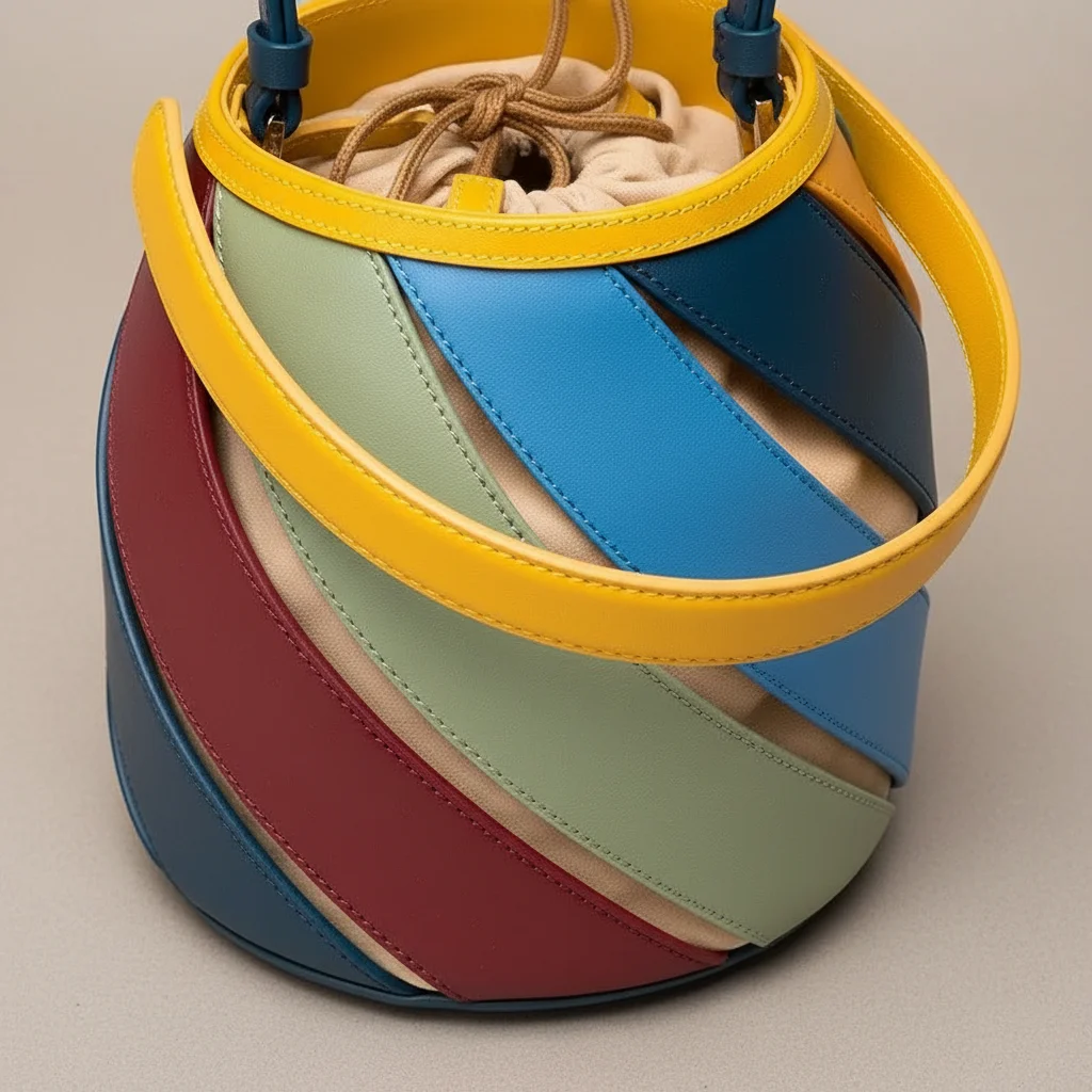 Sac seau boule cuir synthétique multicolore - Vue 6 - sac seau