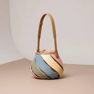 Sac seau boule cuir synthétique pastel - Vue 1 - sac seau
