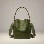 Sac seau croco vert kaki spacieux - Vue 1 - sac seau