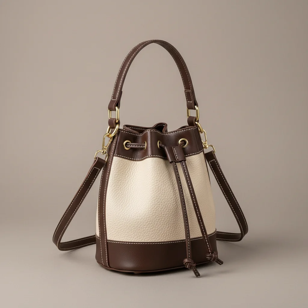 Sac seau cuir synthétique bicolore - Vue 1 - sac seau