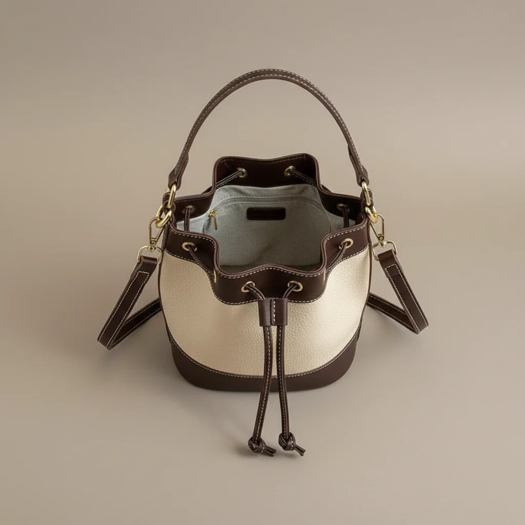 Sac seau cuir synthétique bicolore - Vue 3 - sac seau