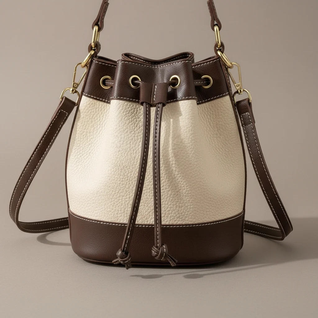 Sac seau cuir synthétique bicolore - Vue 4 - sac seau