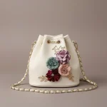 Sac seau cuir synthétique fleuri - Vue 1 - sac seau