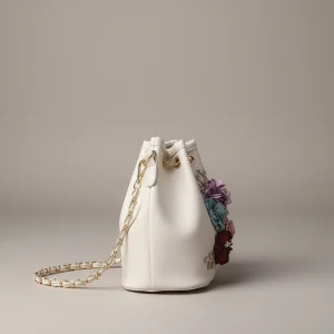 Sac seau cuir synthétique fleuri - Vue 2 - sac seau