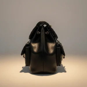 Sac seau cuir synthétique matelassé chaîne - Vue 2 - sac seau