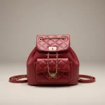 Sac seau cuir vegan matelassé bordeaux - Vue 1 - sac seau