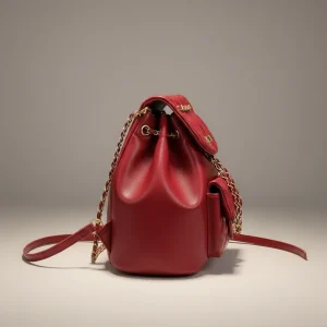 Sac seau cuir vegan matelassé bordeaux - Vue 2 - sac seau