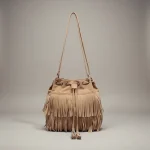 Sac seau daim synthétique à franges - Vue 1 - sac seau