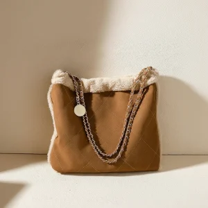 Sac seau daim synthétique et fausse fourrure - Vue 1 - sac seau