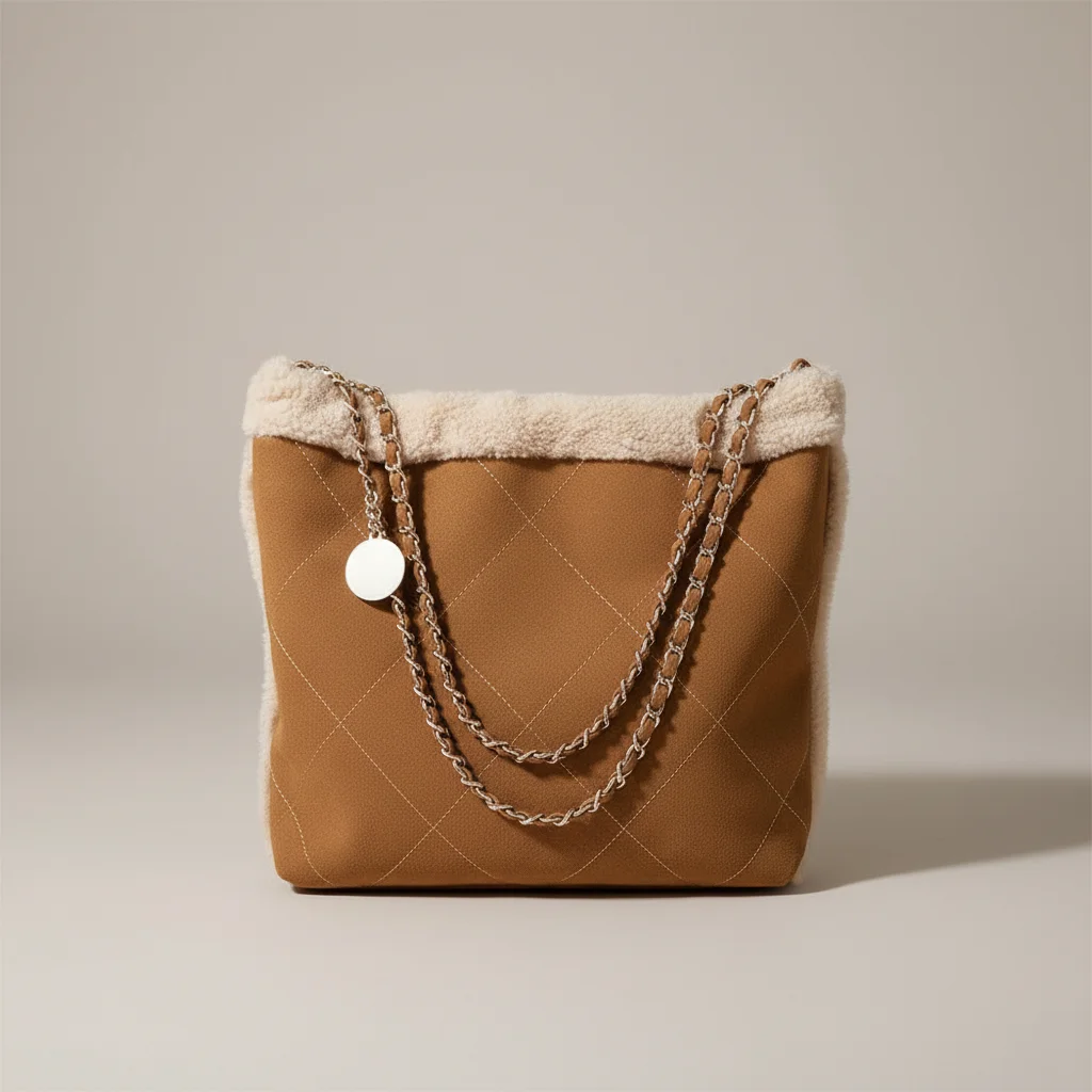 Sac seau daim synthétique et fausse fourrure - Vue 2 - sac seau
