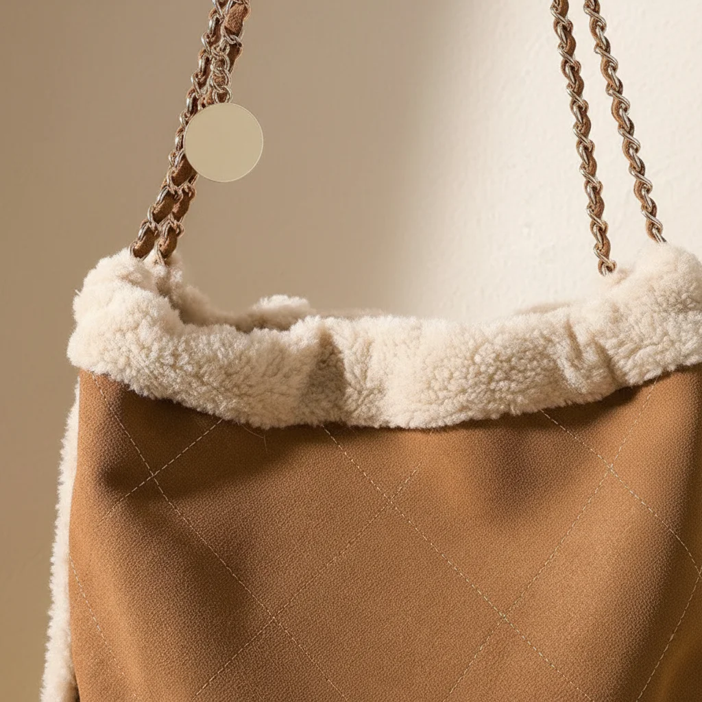 Sac seau daim synthétique et fausse fourrure - Vue 4 - sac seau
