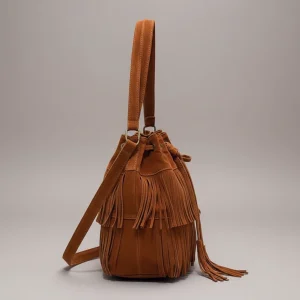 Sac seau daim synthétique franges bohème - Vue 2 - sac seau
