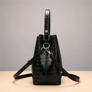 Sac seau effet croco noir bandoulière - Vue 2 - sac seau