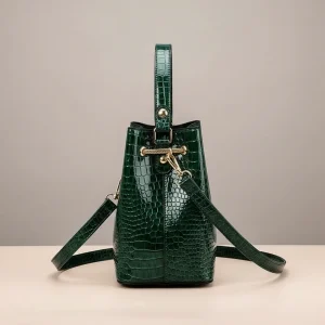 Sac seau effet croco verni élégant - Vue 2 - sac seau