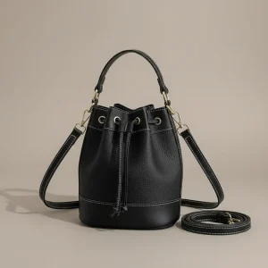 Sac seau femme cuir synthétique surpiqué - Vue 1 - sac seau