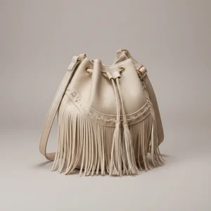 Sac seau franges bohème cuir synthétique - Vue 1 - sac seau