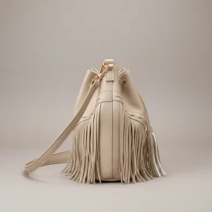 Sac seau franges bohème cuir synthétique - Vue 2 - sac seau