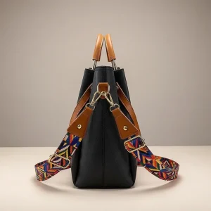 Sac seau grand format simili cuir brodé - Vue 2 - sac seau