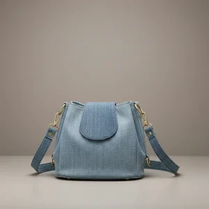 Sac seau jean bandoulière multi-poches - Vue 1 - sac seau
