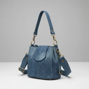 Sac seau jean bandoulière multi-poches - Vue 2 - sac seau