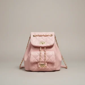 Sac seau matelassé rose multi-porté - Vue 1 - sac seau