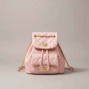 Sac seau matelassé rose multi-porté - Vue 2 - sac seau