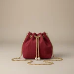 Sac seau mini velours bordeaux - Vue 1 - sac seau