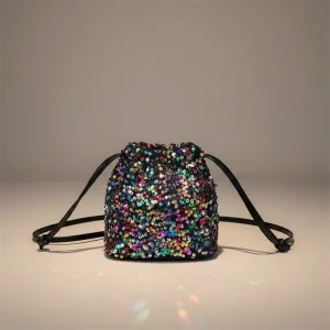 Sac seau multicolore à paillettes - Vue 2 - sac seau