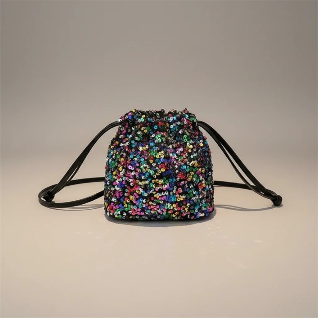 Sac seau multicolore à paillettes - Vue 3 - sac seau