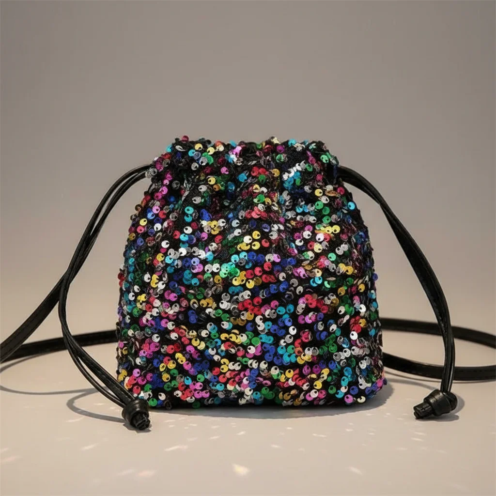 Sac seau multicolore à paillettes - Vue 4 - sac seau