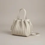 Sac seau plissé cuir synthétique beige - Vue 1 - sac seau