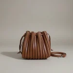 Sac seau plissé cuir synthétique camel - Vue 1 - sac seau