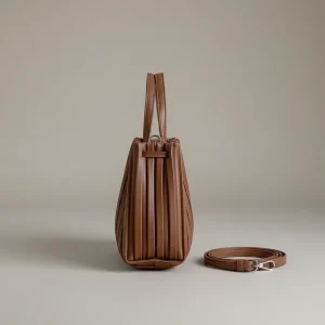 Sac seau plissé cuir synthétique camel - Vue 2 - sac seau