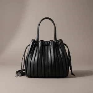 Sac seau plissé cuir synthétique souple - Vue 1 - sac seau