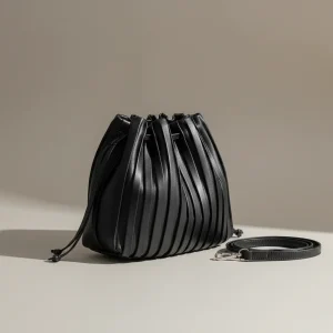 Sac seau plissé cuir synthétique souple - Vue 2 - sac seau