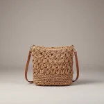 Sac seau raphia bandoulière champêtre - Vue 1 - sac seau