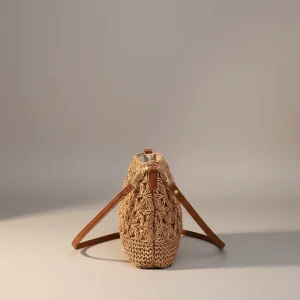 Sac seau raphia bandoulière champêtre - Vue 2 - sac seau
