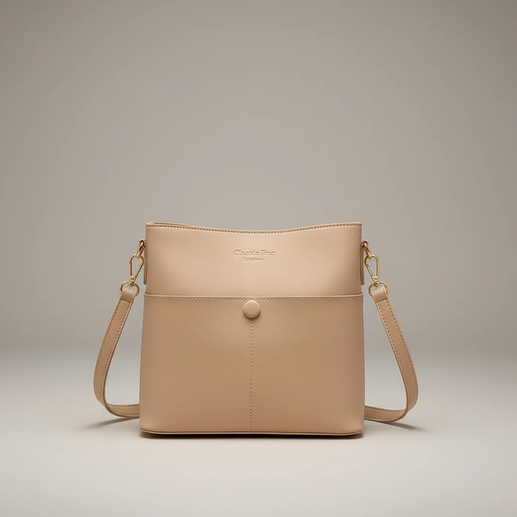 Sac seau simili cuir avec bandoulière et poches pratiques