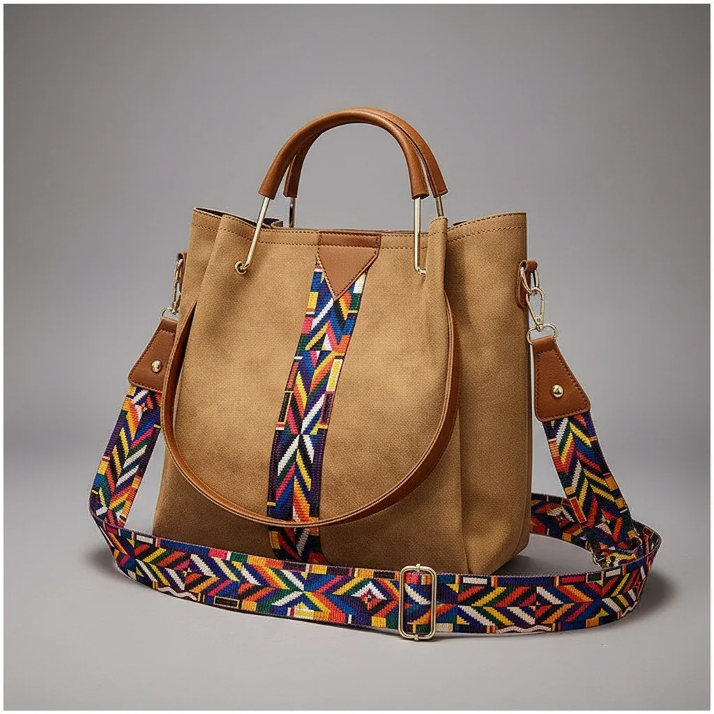 Sac seau similicuir style ethnique bandoulière - Vue 4 - sac seau