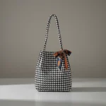 Sac seau tissu pieds-de-poule élégant - Vue 1 - sac seau