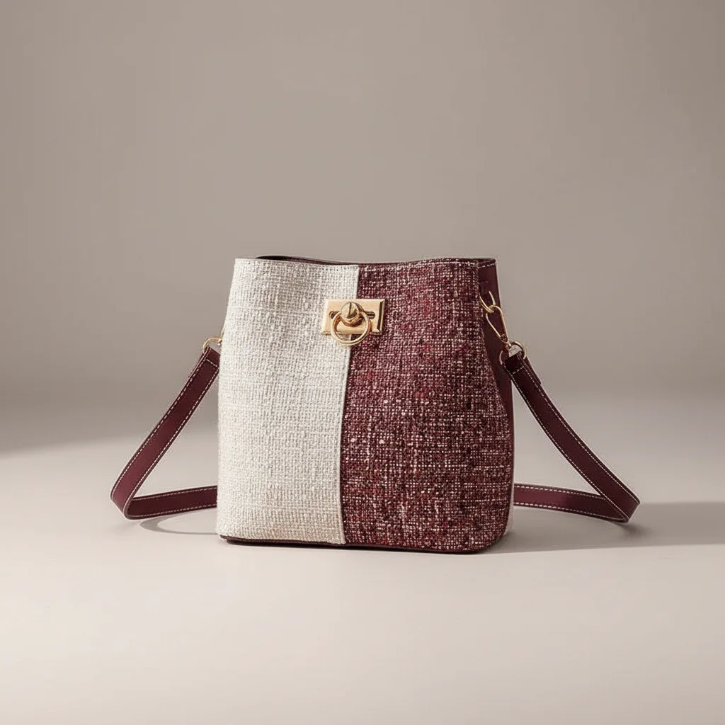 Sac seau tweed bicolore bandoulière - Vue 1 - sac seau