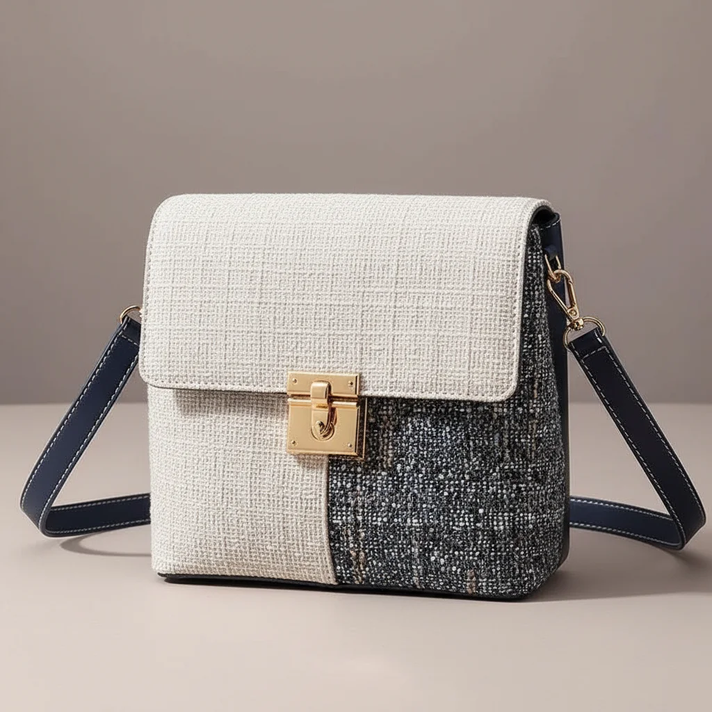 Sac seau tweed bicolore bandoulière - Vue 4 - sac seau