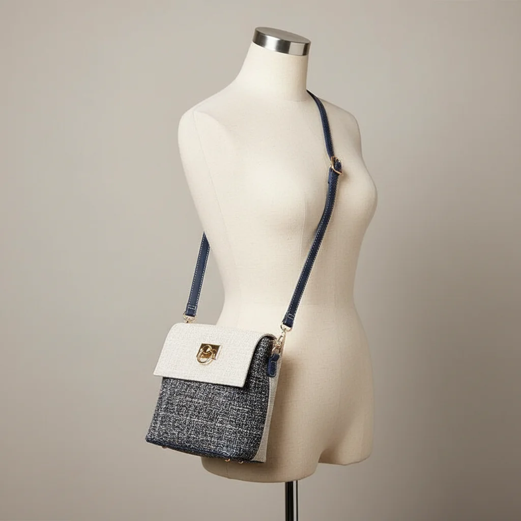 Sac seau tweed bicolore bandoulière - Vue 5 - sac seau
