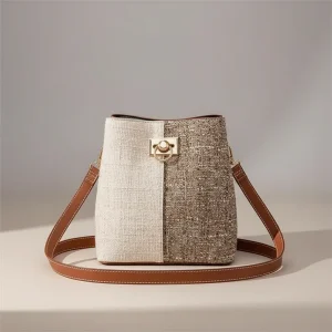 Sac seau tweed bicolore élégant - Vue 1 - sac seau